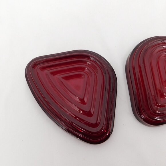 Lot of 4 Anchor Hocking Manhattan Ruby Red Glass Relish Inserts NO TRAY Vintage - Picture 5 of 8